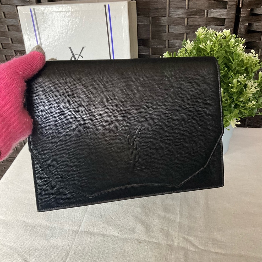 Yves Saint Laurent Vintage Black Leather Clutch - Picture 10 of 11